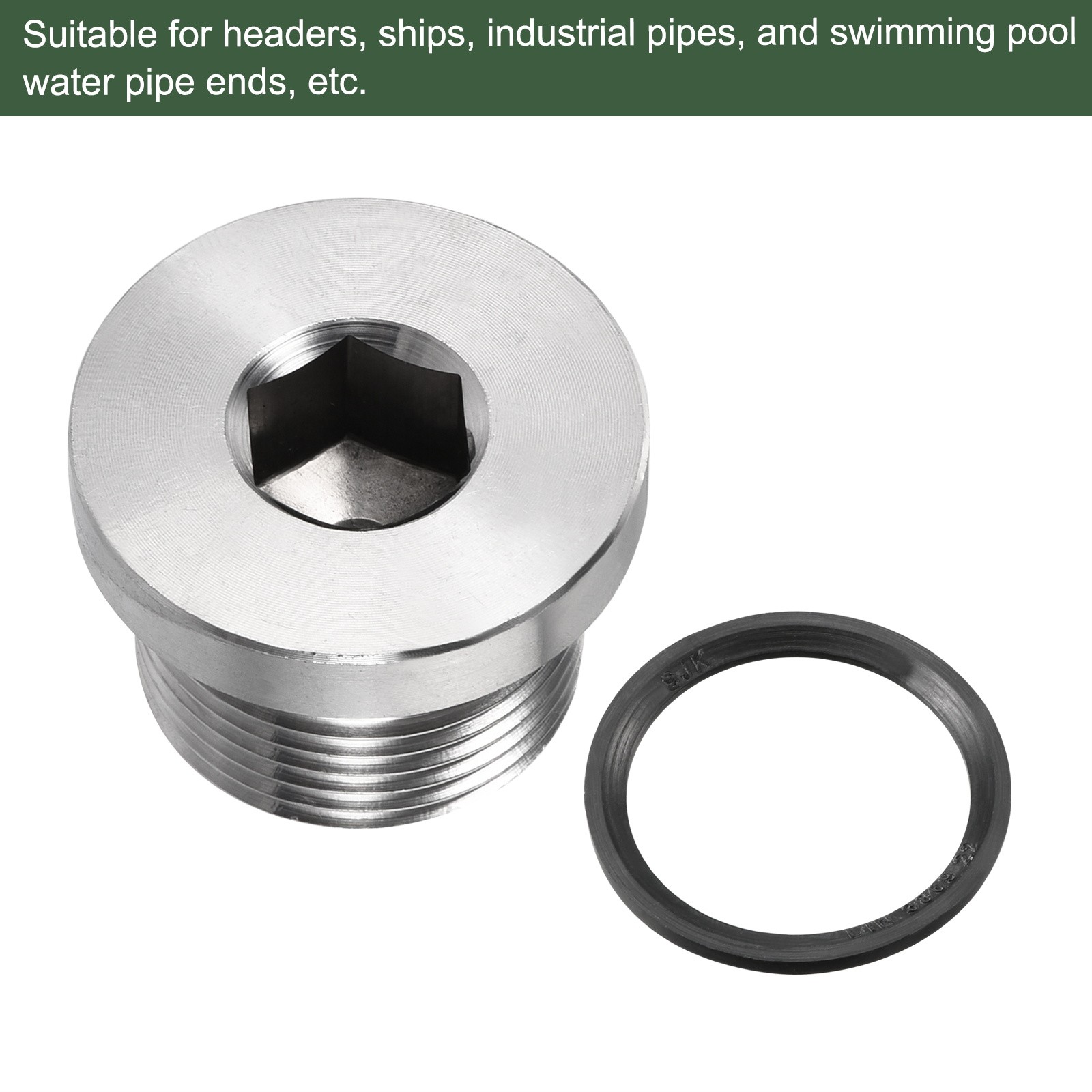 M22 x 1.5 Stainless Steel Internal Hex Head Socket Pipe Fitting (Silver)