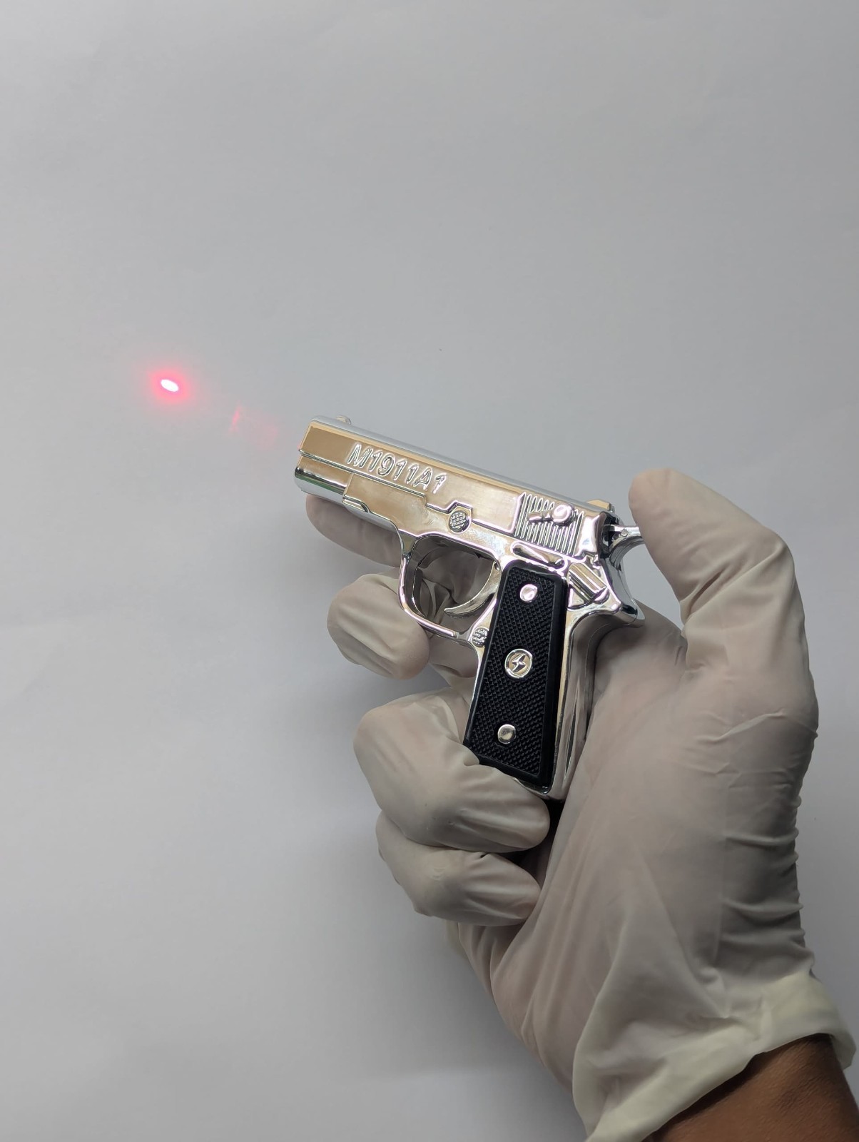 M1911A1 Mini Gun Keychain Laser Pointer, LED Flashlight 1/6 Scale