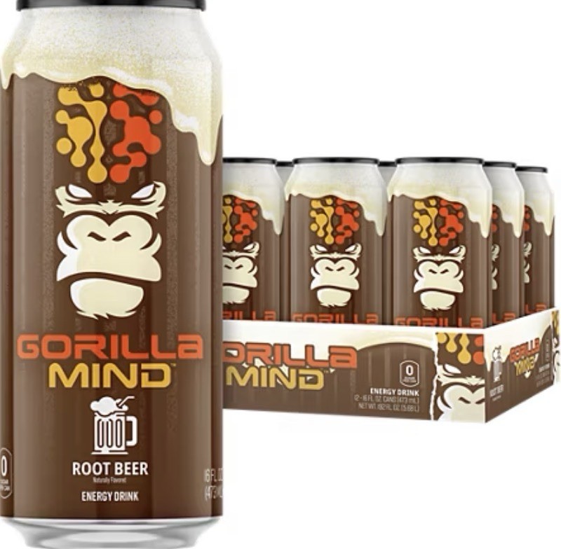 JUST DROPPED! Gorilla Mind Root Beer 4 CANs ZERO SUGAR gf KETO