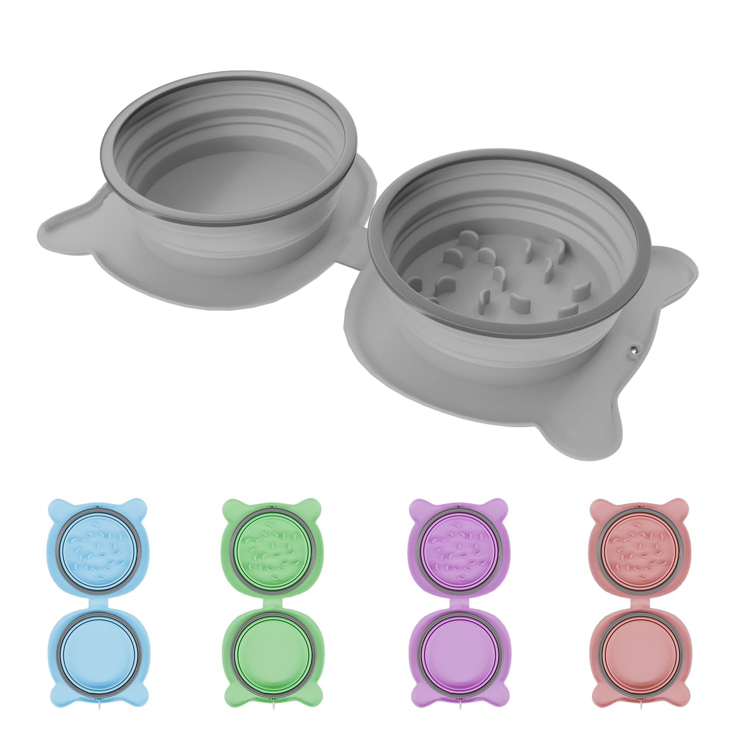 Dog Bowls Pet Collapsible Slow Feeder Outdoor, Dog Travel Bowls Portable Fold...