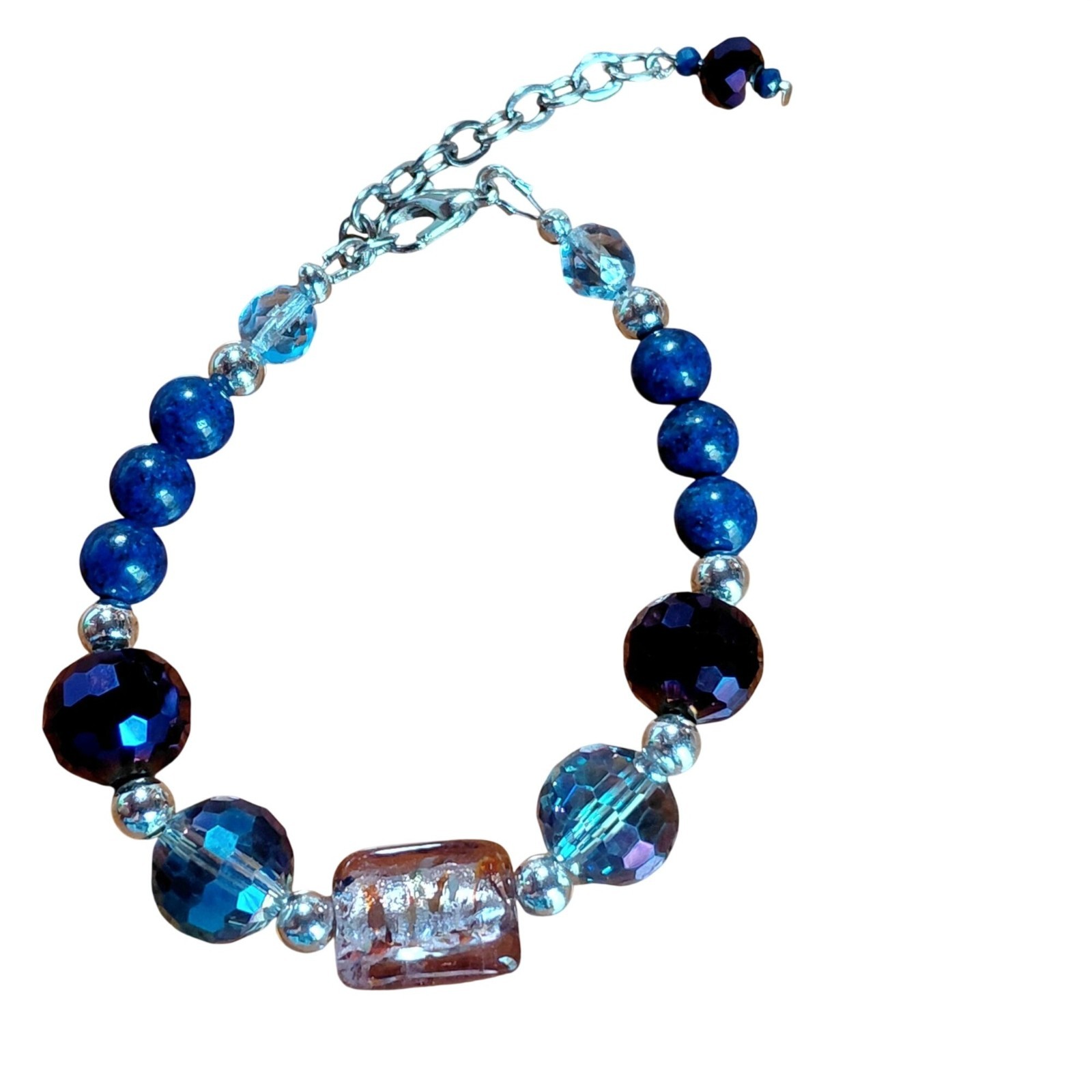 Artisan glass bracelet lapis glass blue purple