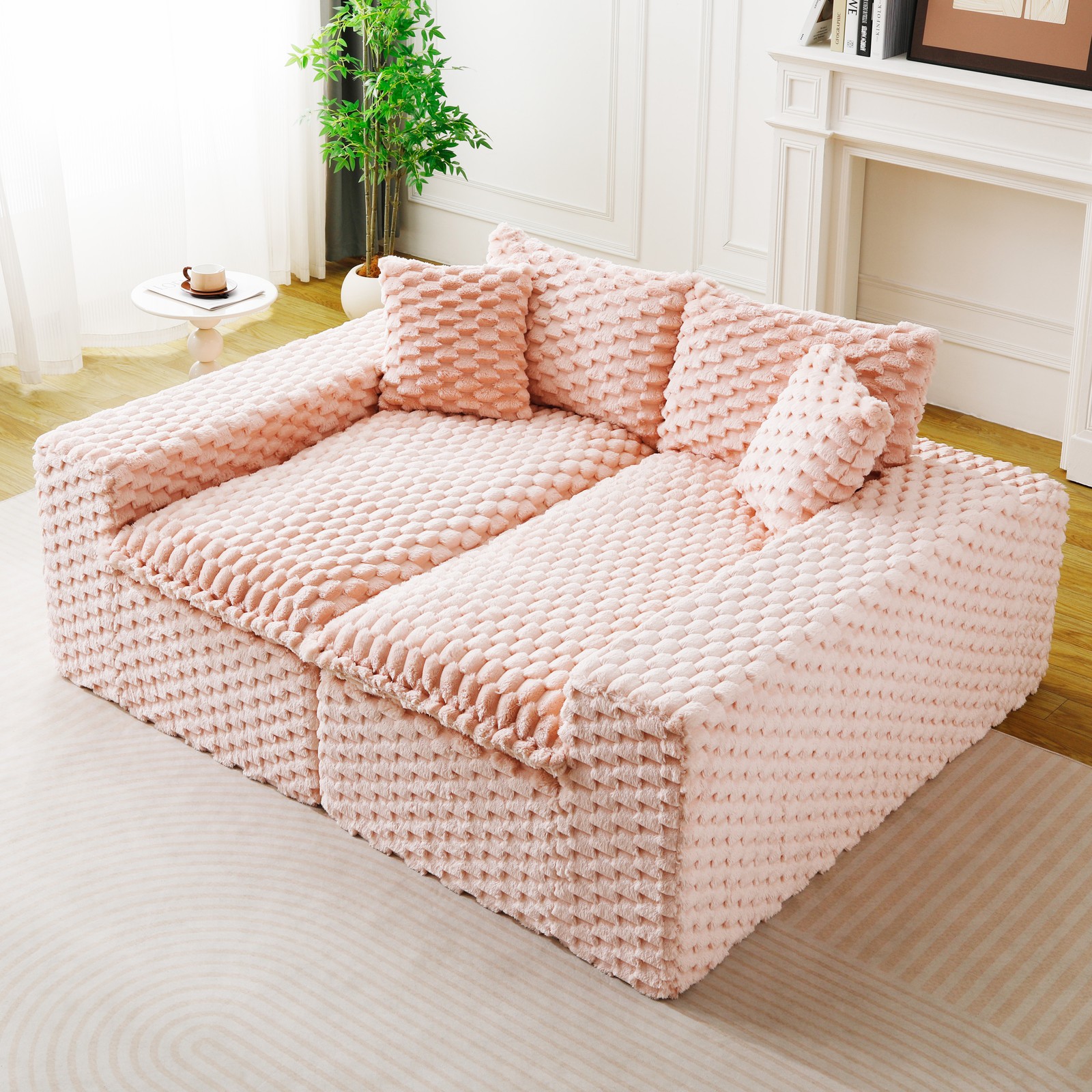 Luxury Pink Turtle Velvet Multifunctional Sofa - Arrangeable in Single Row, Sid