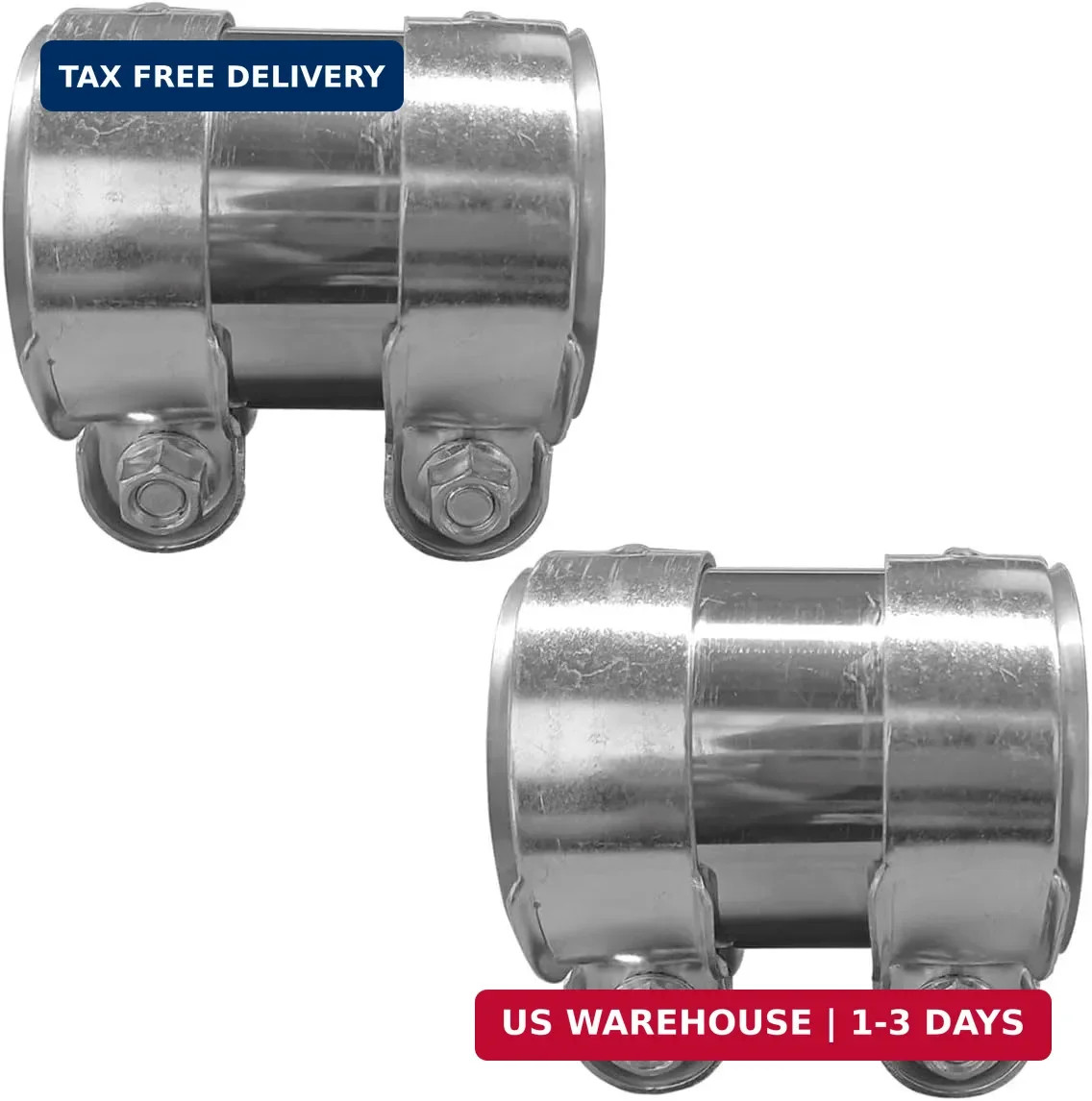 2 Inch Automotive Exhaust Clamp, Stainless Steel Butt Joint Band Clamp Sle