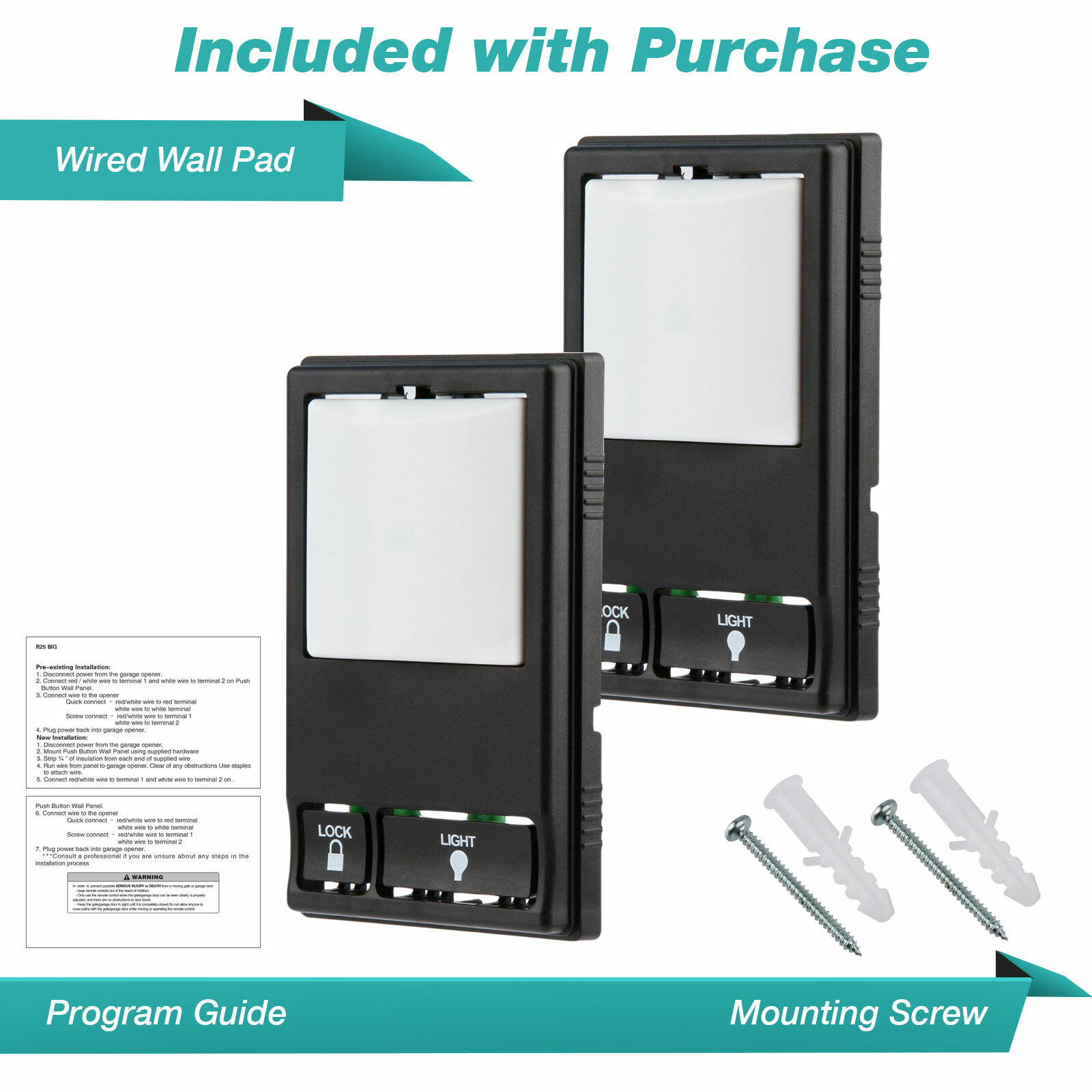2 For 78LM LiftMaster Chamberlain Multi-Function Garage Wall Control Remote Pad