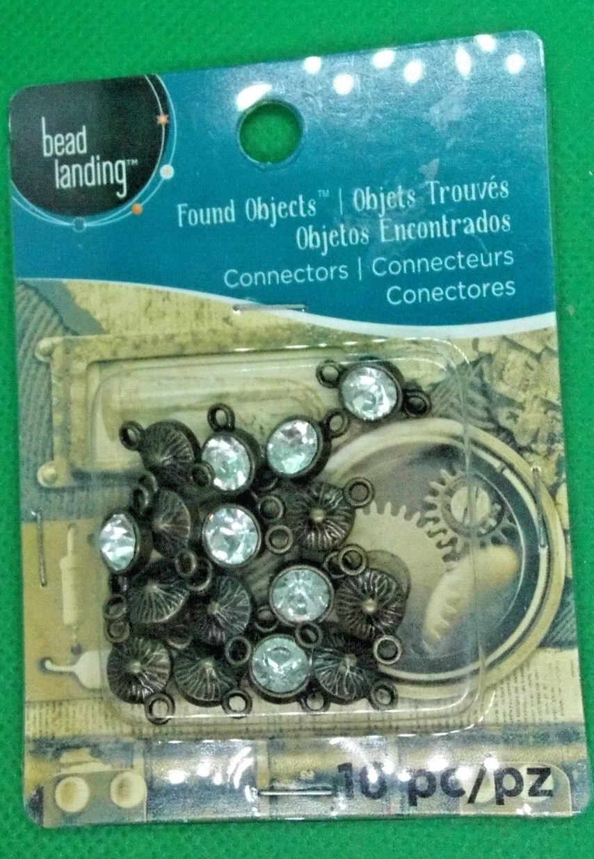 Bead Landing #421366 Connectors, Sequined with Flower Back, pkg. 16