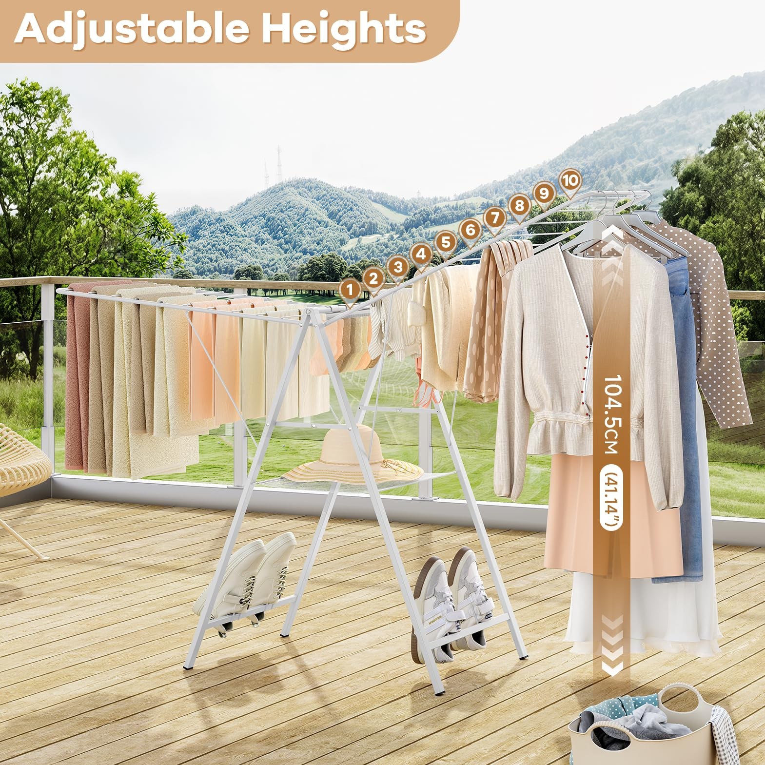 Clothes Drying Rack Foldable, Metal Laundry Drying Rack Collapsible, Portable...