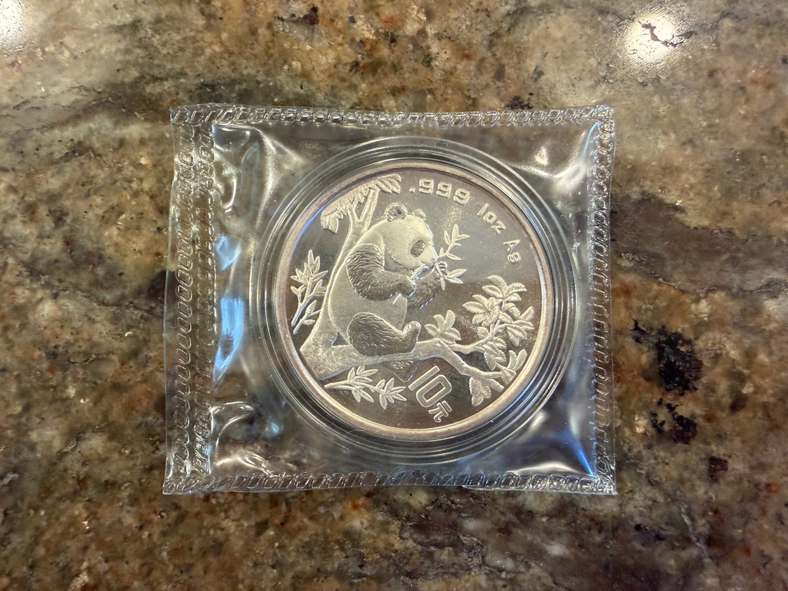 1995 1oz 10 Yuan China Silver Panda Coin BU Large Twig Large Date in Capsule