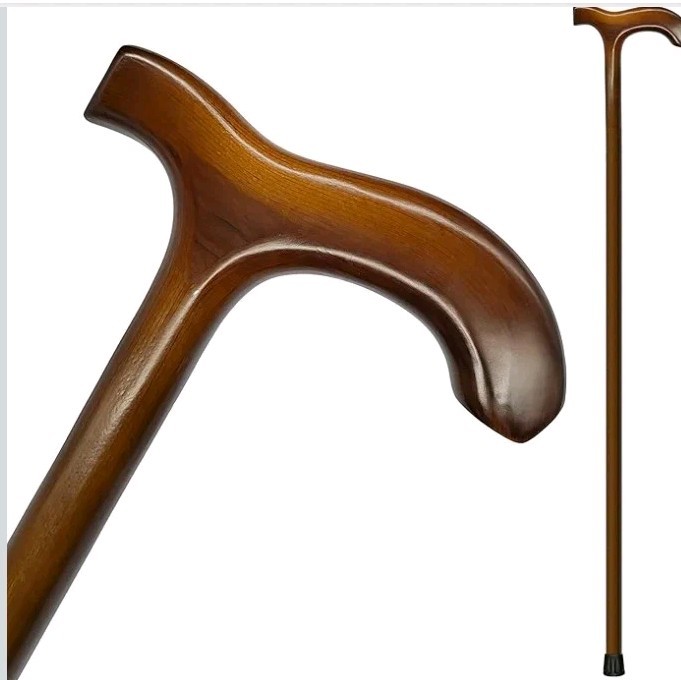 FLYDRUM Wooden Walking Cane for Men & Women One-Piece Wood Cane 36 Inches w Bag