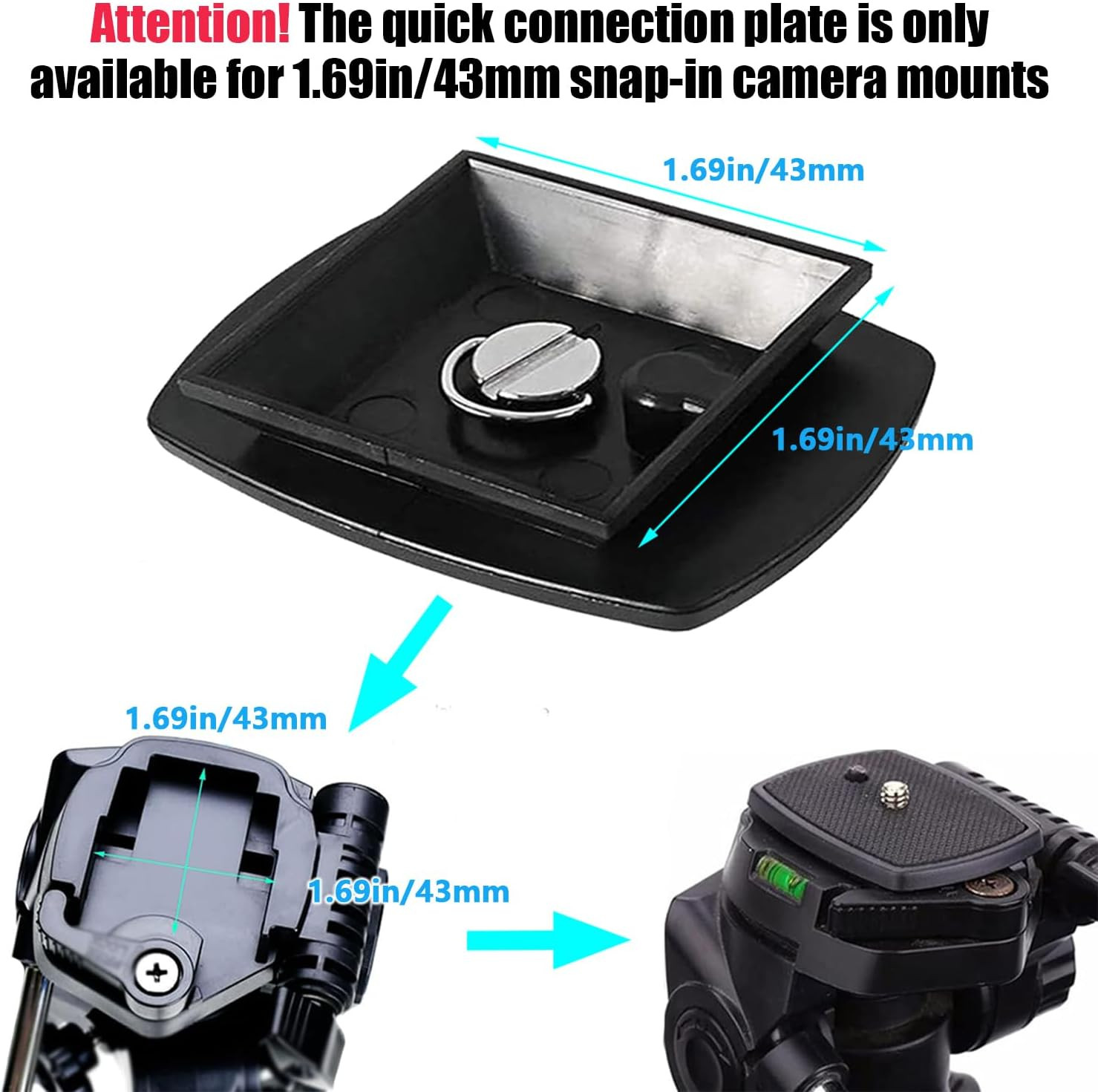 2-Pack Universal 43X43Mm Quick Release Plate Set for Velbon Tripods, Compatible
