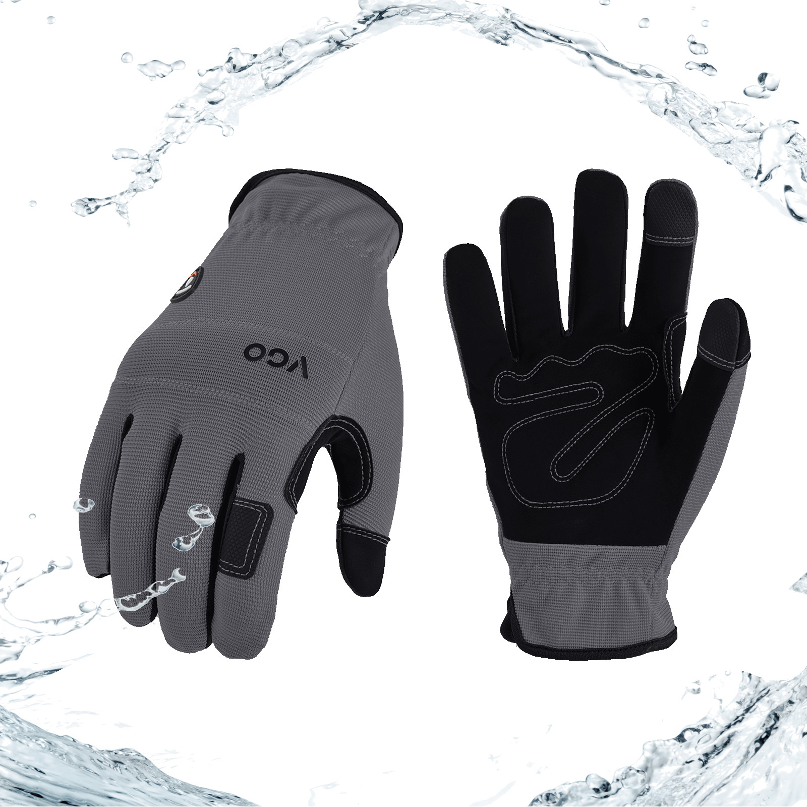 Vgo 1Pair 41℉ Lined Touchscreen Waterproof Winter Work Gloves (NB7581FLWP-GRA)