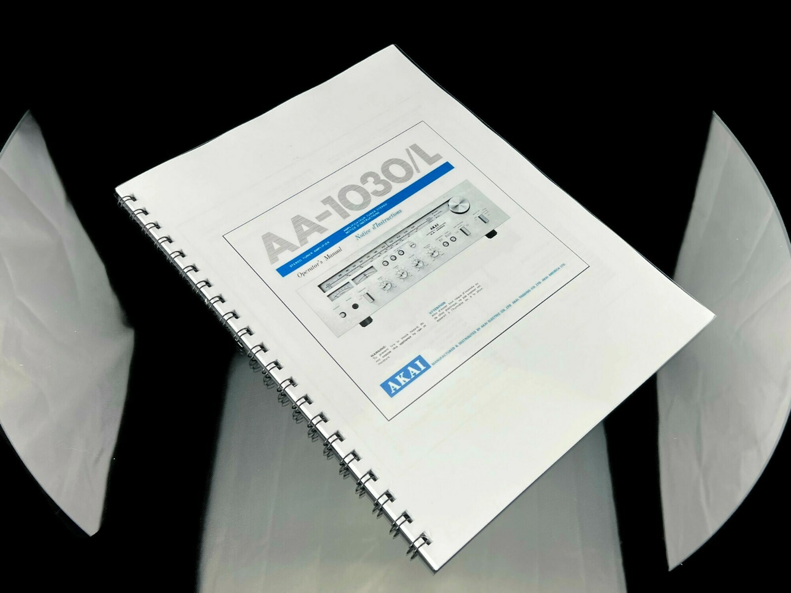 AKAI AA-1030/L Operators Instruction Manual Reprint COIL BOUND
