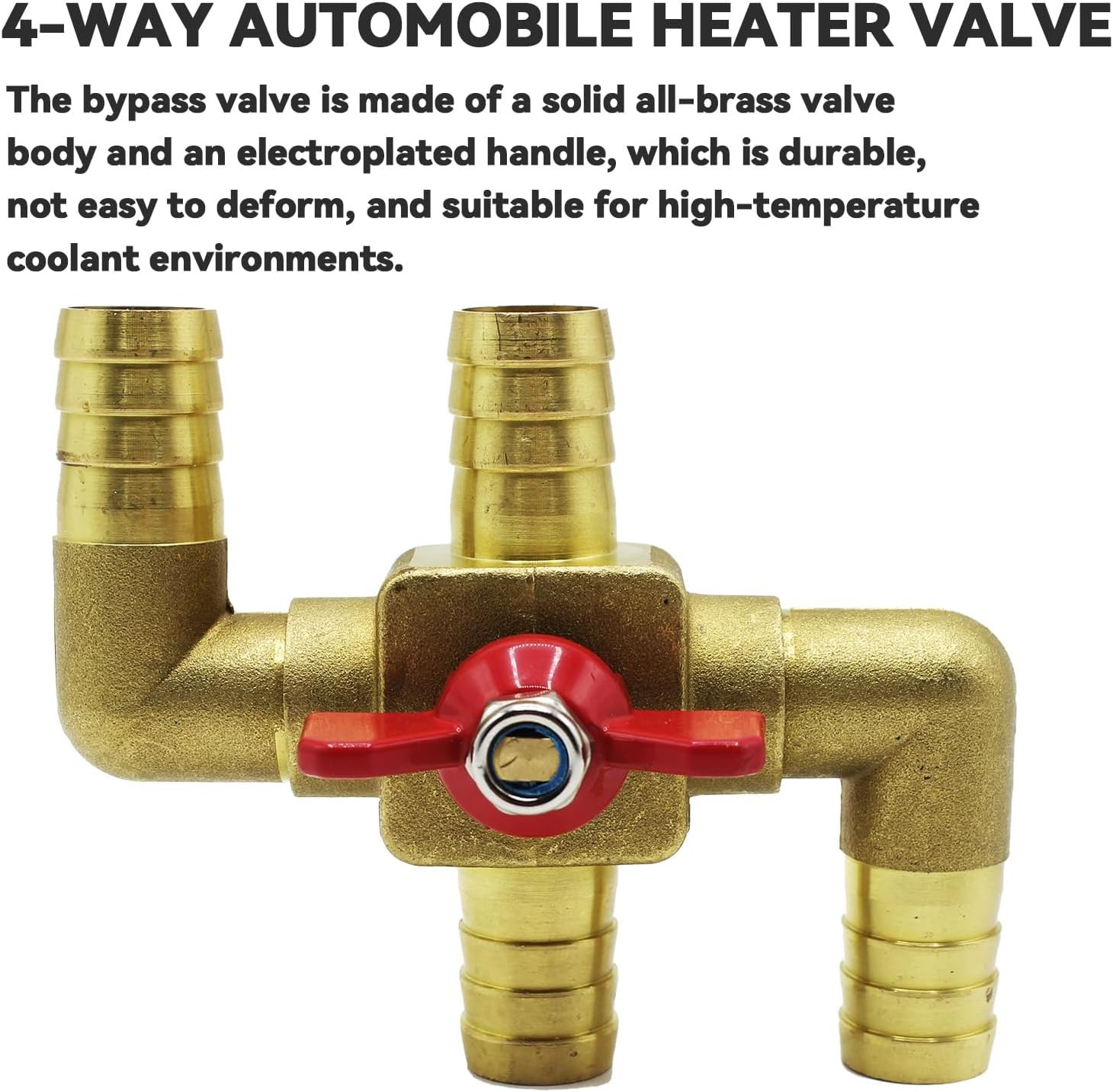 Solid Brass 3/4 Inch Heater Control Valve, 4-way Automobile Heating Water valve