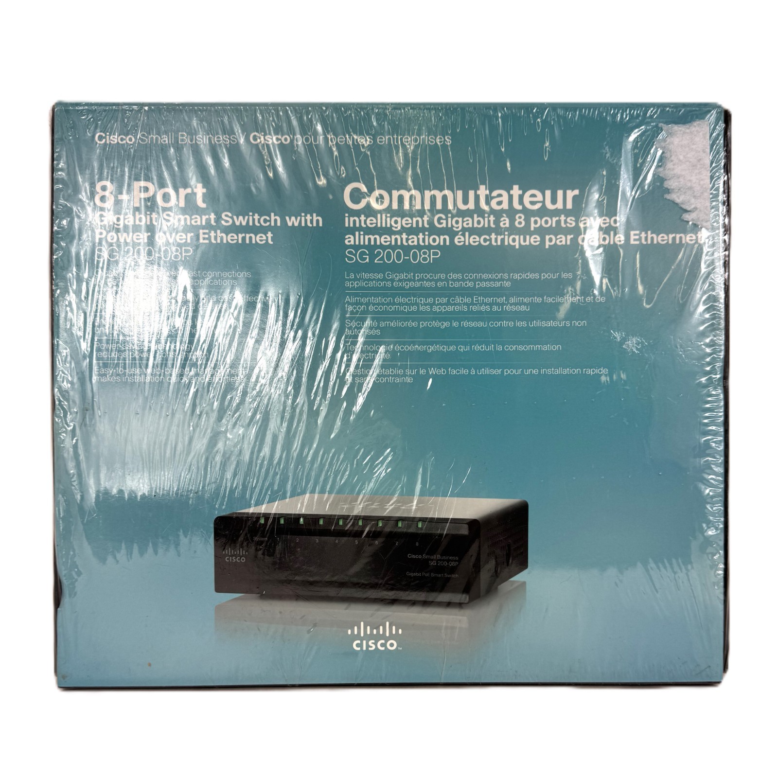 New Cisco SG200-08P 8-port Gigabit PoE Smart Switch (SLM2008PT-NA)