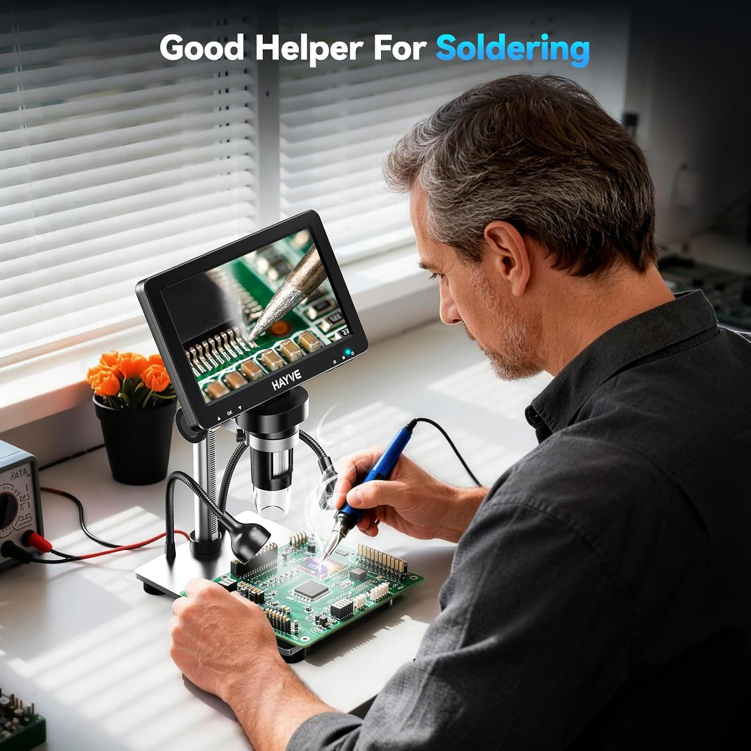 7" LCD Digital Microscope, 1200X Magnification for Coin PCB Circuit