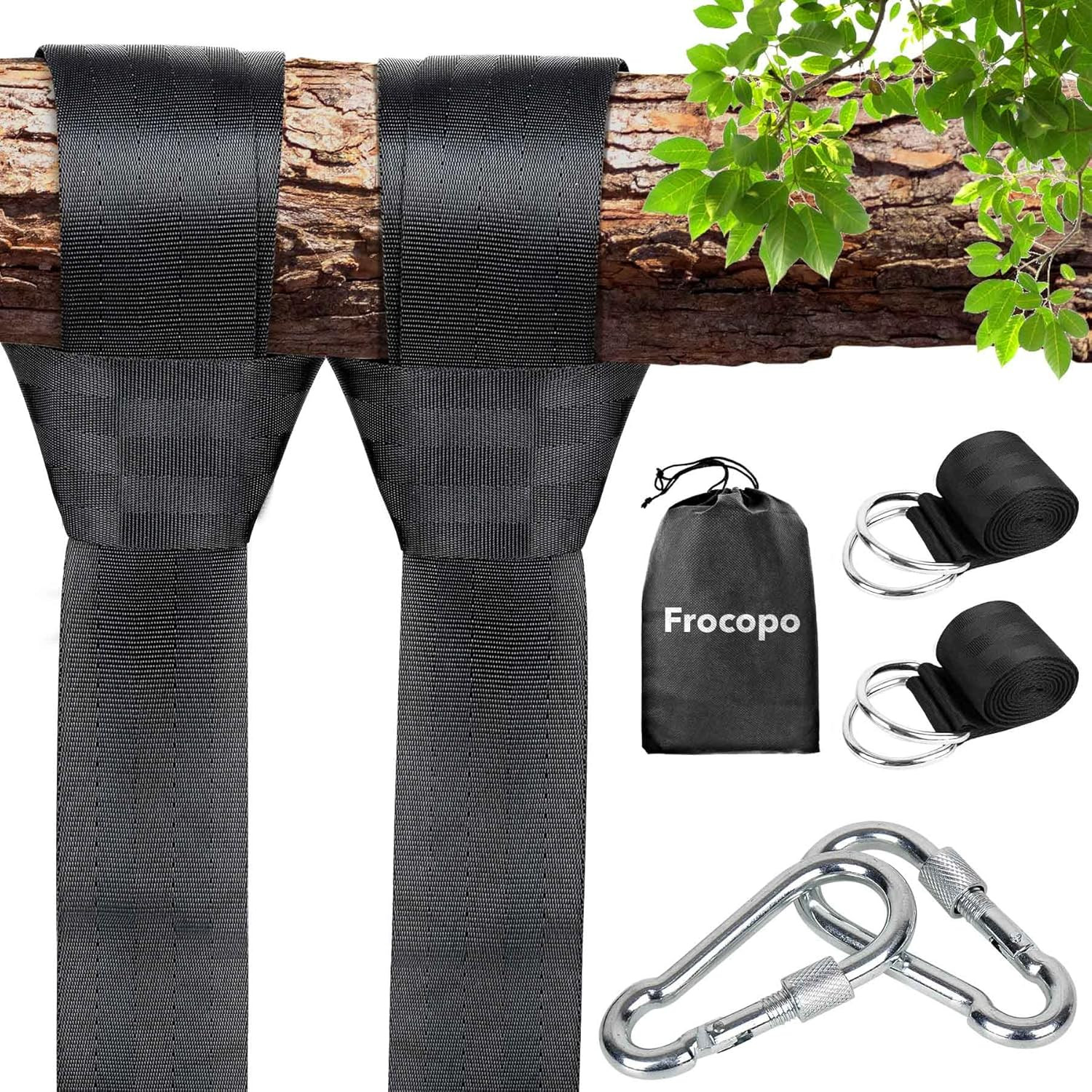 Extra Long Tree Swing Kit, 5FT Premium Nylon Straps Hold 2200LBS, Safety Lock Ca