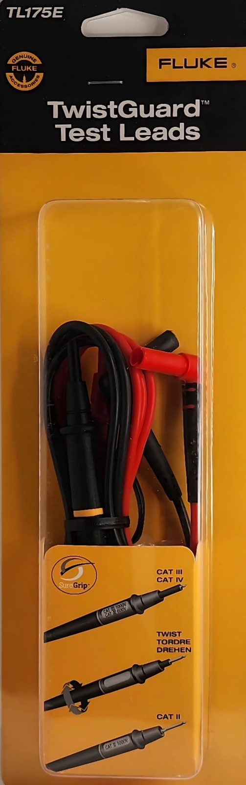 Fluke TL175E TwistGuard Retractable Leads CAT IV 600V, 10A, 1000V CAT III Set