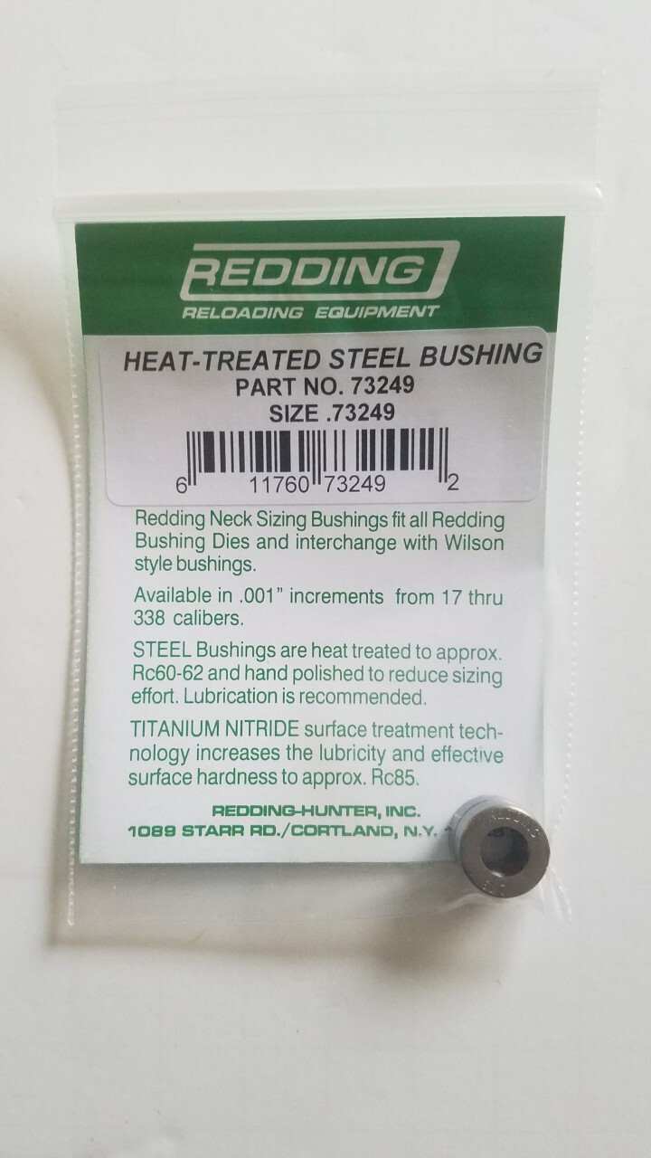 73249 REDDING HEAT TREATED STEEL .249 NECK SIZE BUSHING - BRAND NEW - FREE SHIP