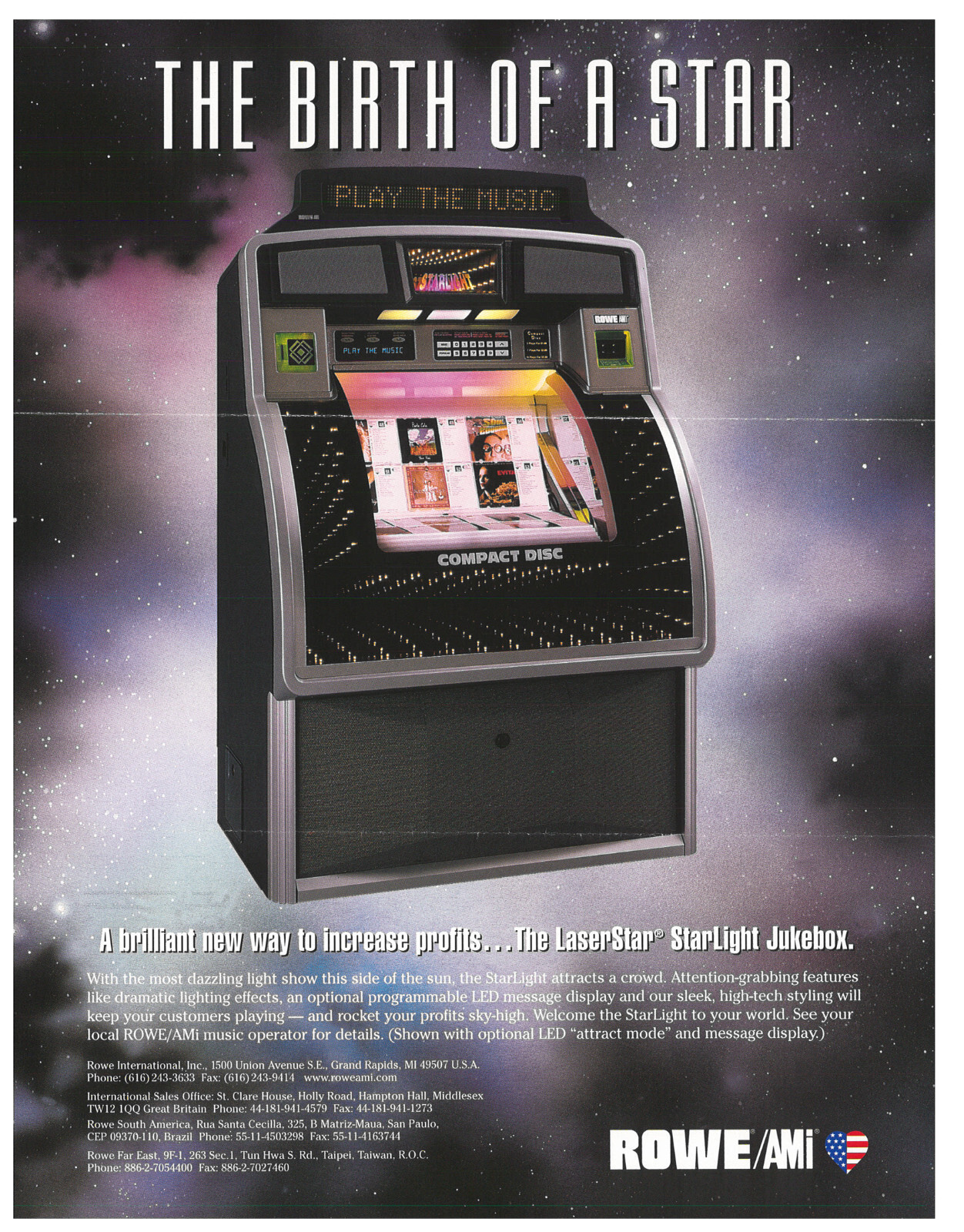 Starlight LaserStar Rowe AMi Jukebox Arcade Flyer / Brochure / Ad