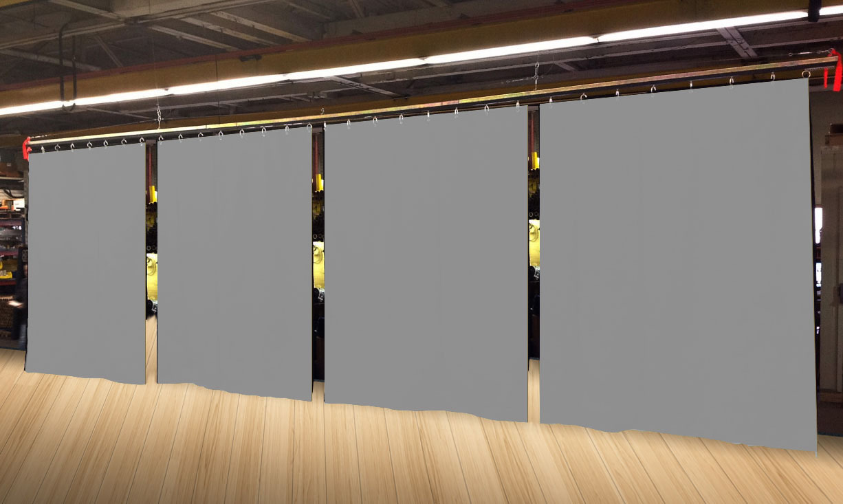 Lot of (4) Economy Silver Curtain Panel/Partition 15 H x 4½ W, Non-FR