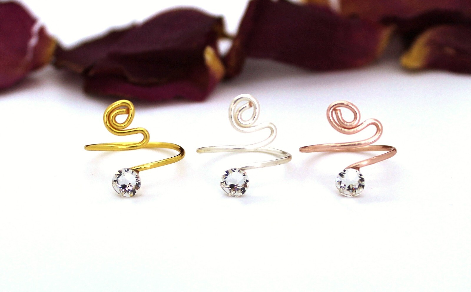 Adjustable Toe Ring Choose Your Finish made with Clear Swarovski Elements