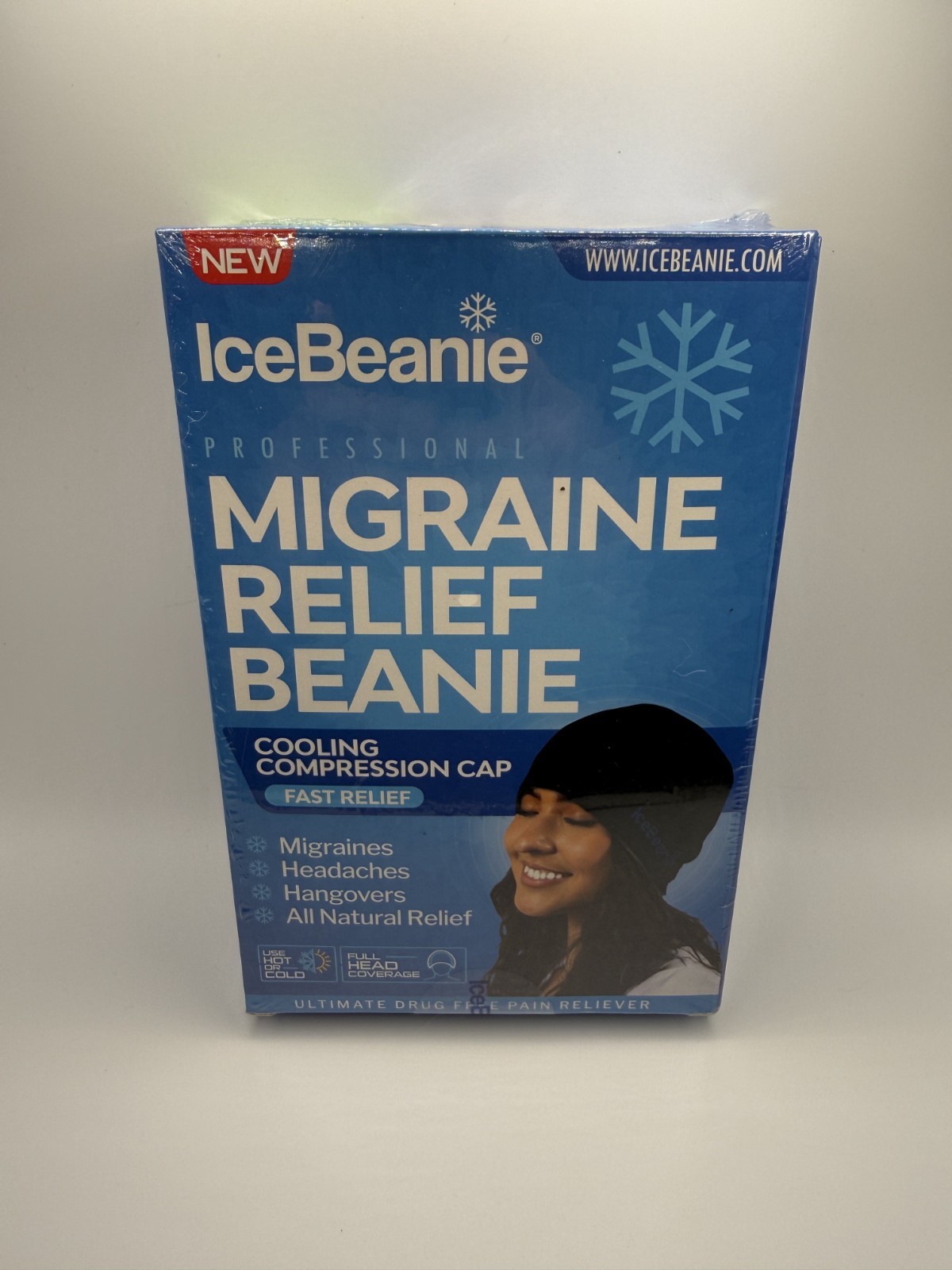 IceBeanie Migraine Relief Cooling Compress Cap Headache Relief Full Head - New
