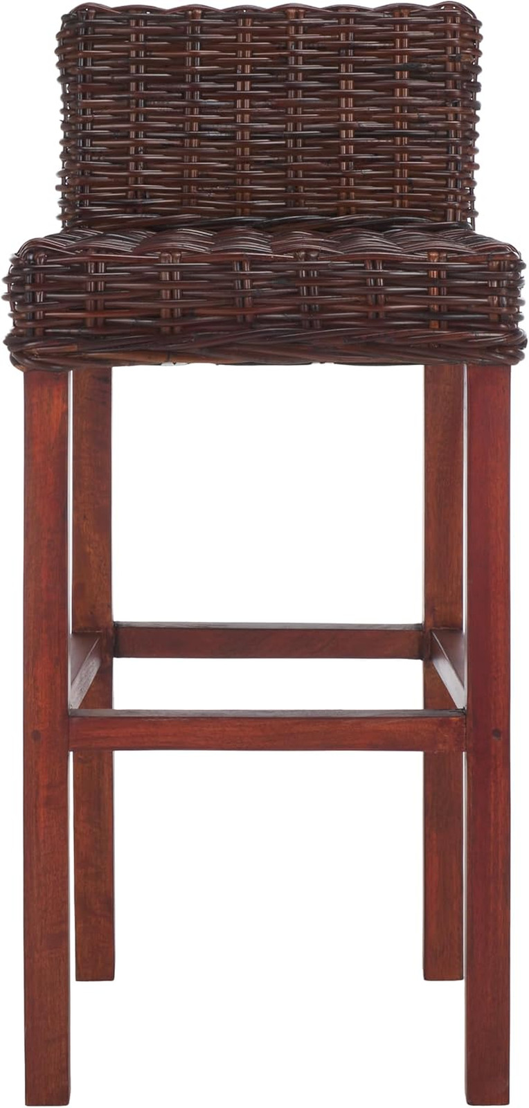 SAFAVIEH Furniture - Cypress Bar Stool - 29.72" Seat Height - Pecan Brown & Blac