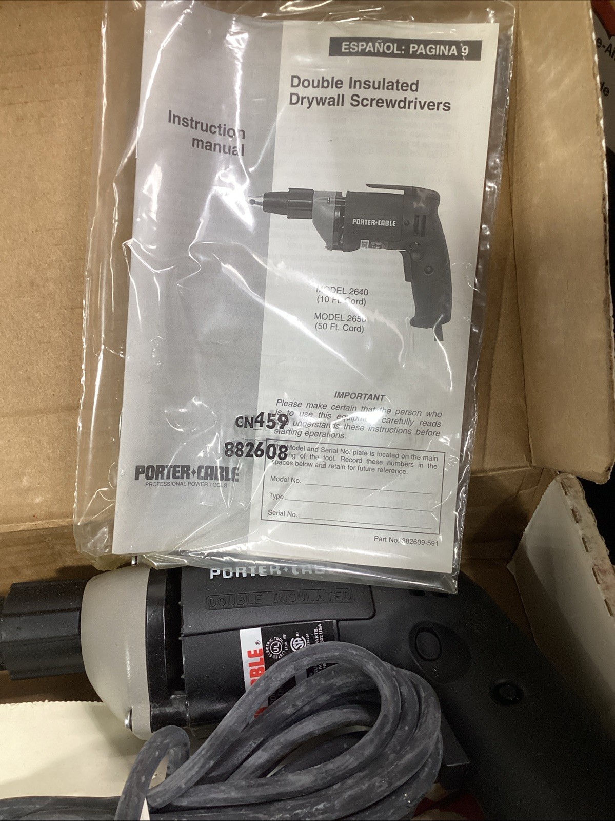 Porter Cable HD 4.5 Amp Drywall Driver Model 2640 NEW