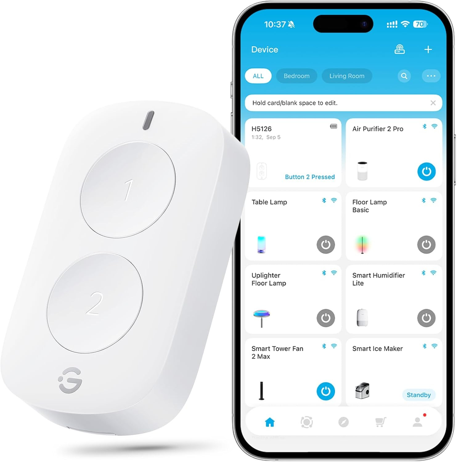Smart Mini Double Button Switch, Group Control Multiple Devices | Versatile Wire