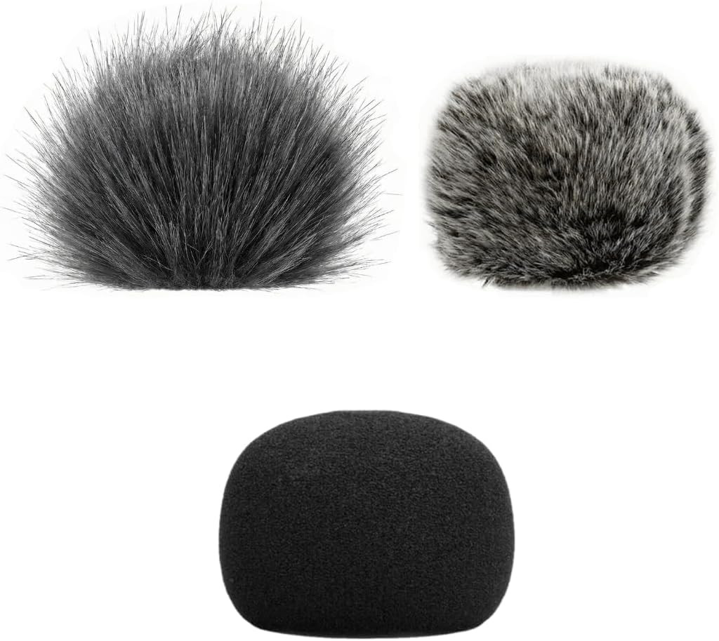 Microphone Windscreen 3-Piece Set for Zoom H1 Essential, Long and Short Hair Fur