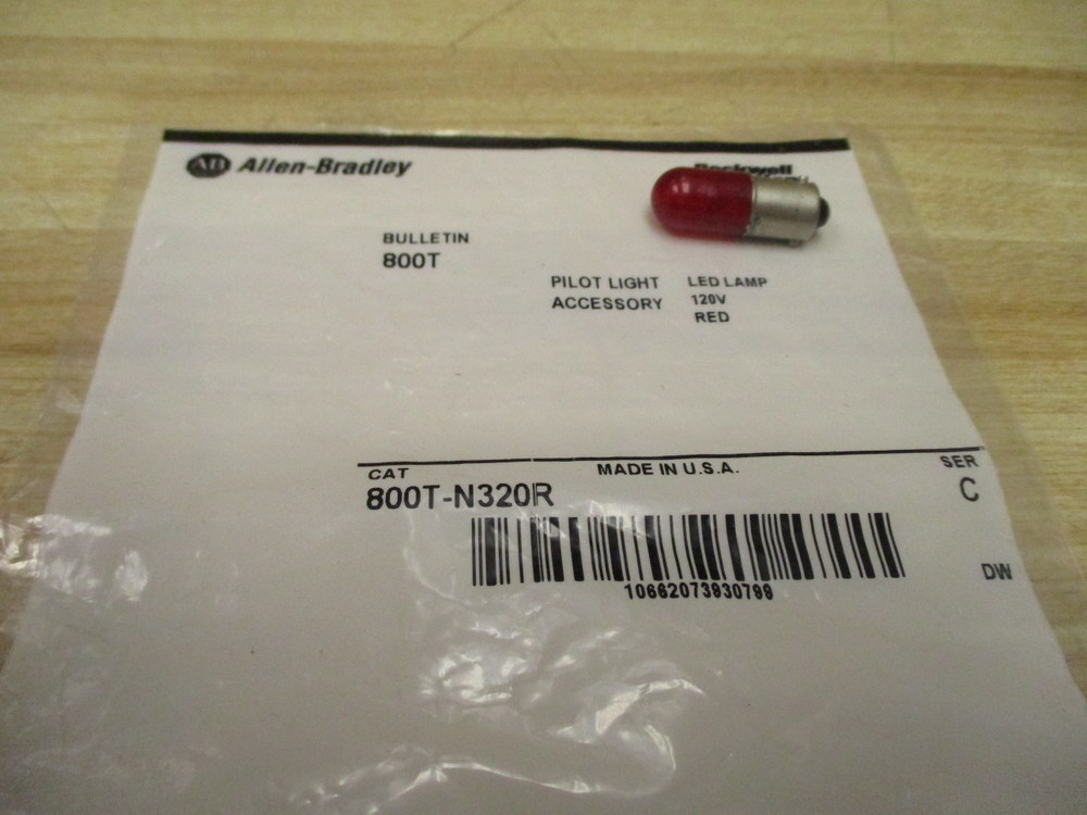 Allen Bradley 800T-N320R LED Pilot Light  800TN320R 120V Or 130V