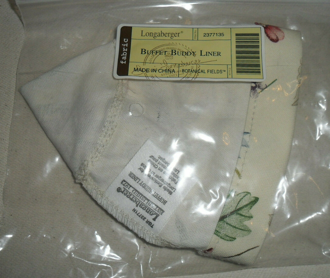Longaberger Buffet Buddy Basket Fabric Liner Botanical Fields #2377135 NEW