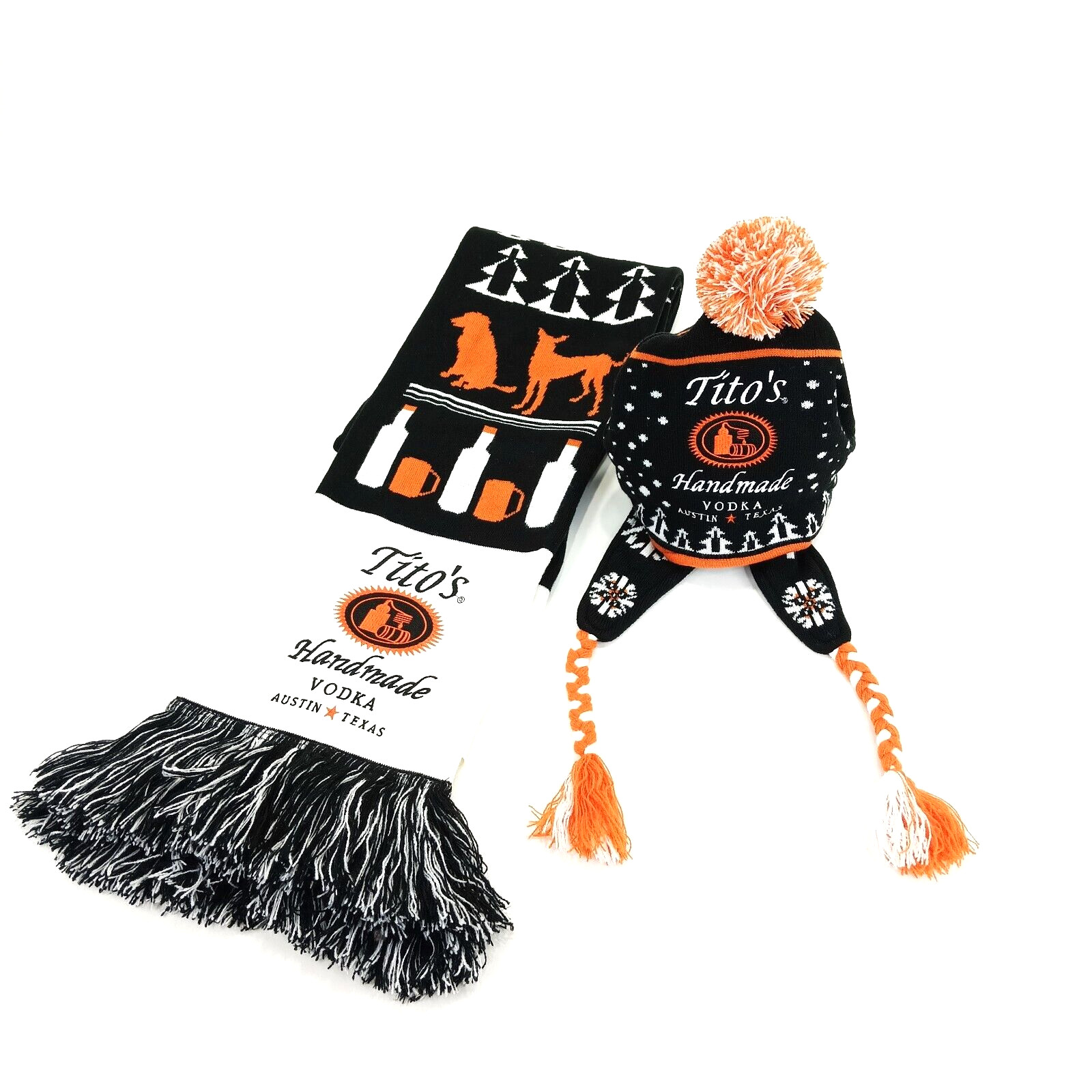 Tito’s Handmade Vodka Austin Texas Scarf & Hat Acrylic Knit Promotional Gift Set