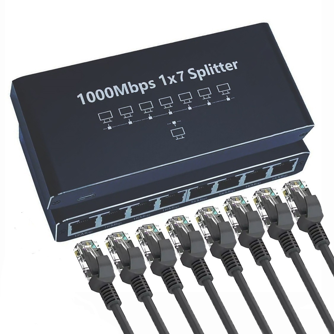 1 to 7 Adapter RJ45 Gigabit Ethernet Splitter 1000Mbps RJ45 LAN Network Internet