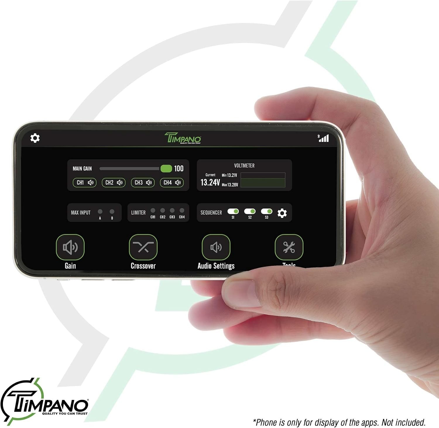 Bluetooth DSP Car Audio Processor - 4CH Digital Signal, Voltmeter, App Control