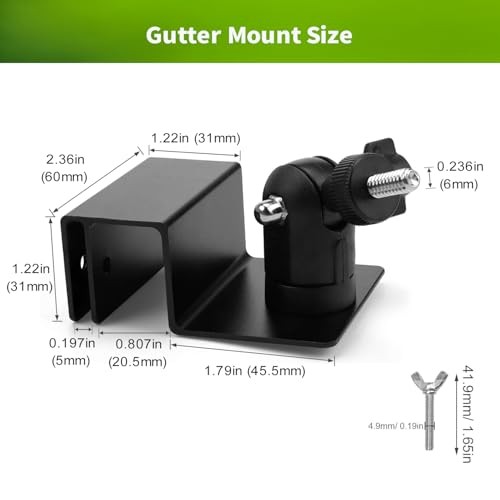 Universal Solar Panel Gutter Mount Compatible with Ring, Arlo, Eufy, Black