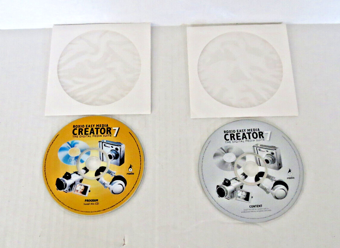 Roxio Easy Media Creator 7 The Digital Media Suite  CDs W/ Key in paper sleeves