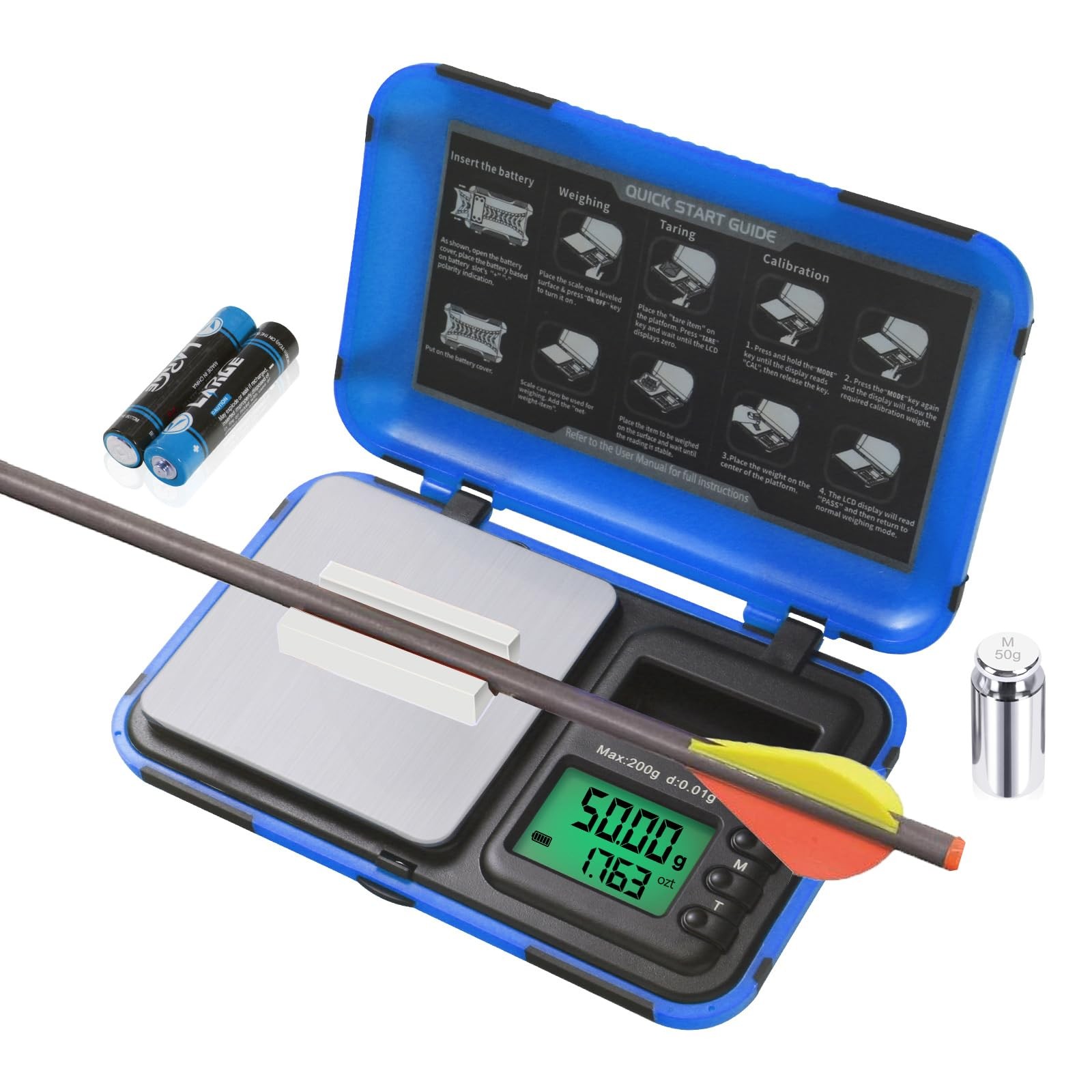 Archery Arrow Scale with Holder Grain Dual Unit and HD Blue&Black