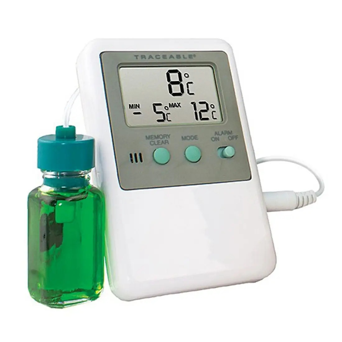 DigiSense 94460-72 Traceable Fridge Freezer Thermometer w/1 Bottle Probe & Alarm
