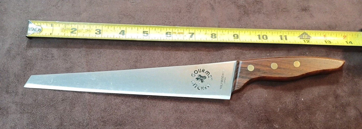 Vtg Gourmet Kitchen 8.5" Molybdenum Carving Knife, W/ Wood Handle, F/ Japnan