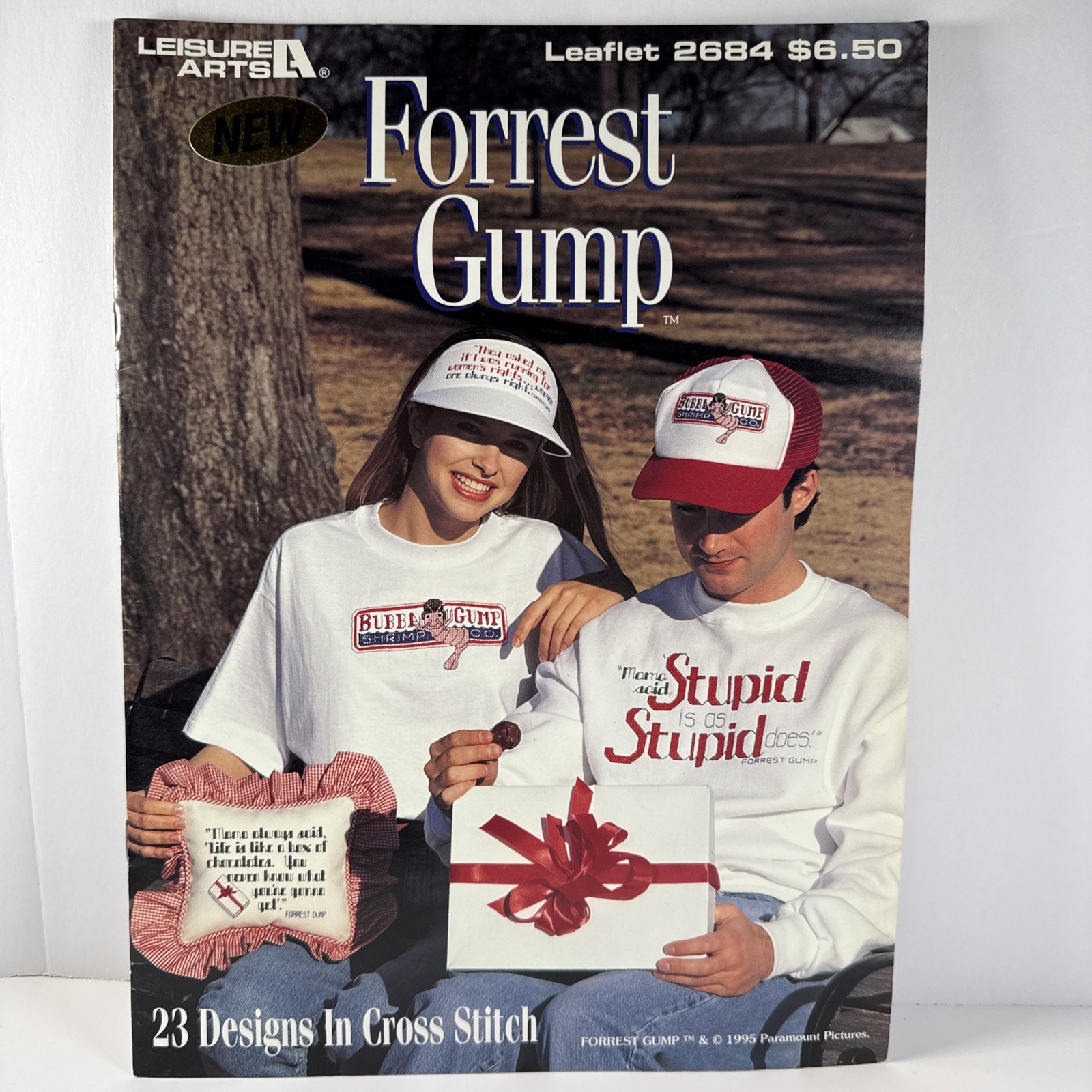 1995 Leisure Arts Cross Stitch ~ FORREST GUMP Movie ~ Pattern #2684 ~ 23 Designs