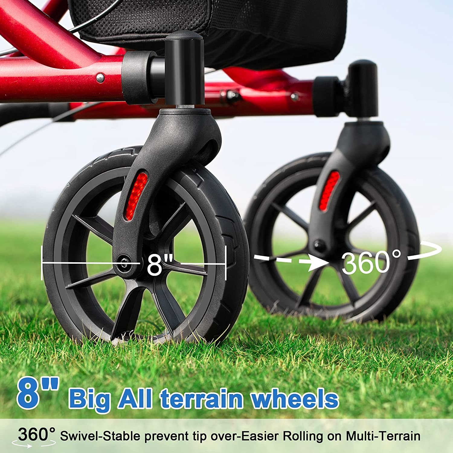 Senior Walker Lightweight Rollator Walker With Seat Back Support & Storage Bag