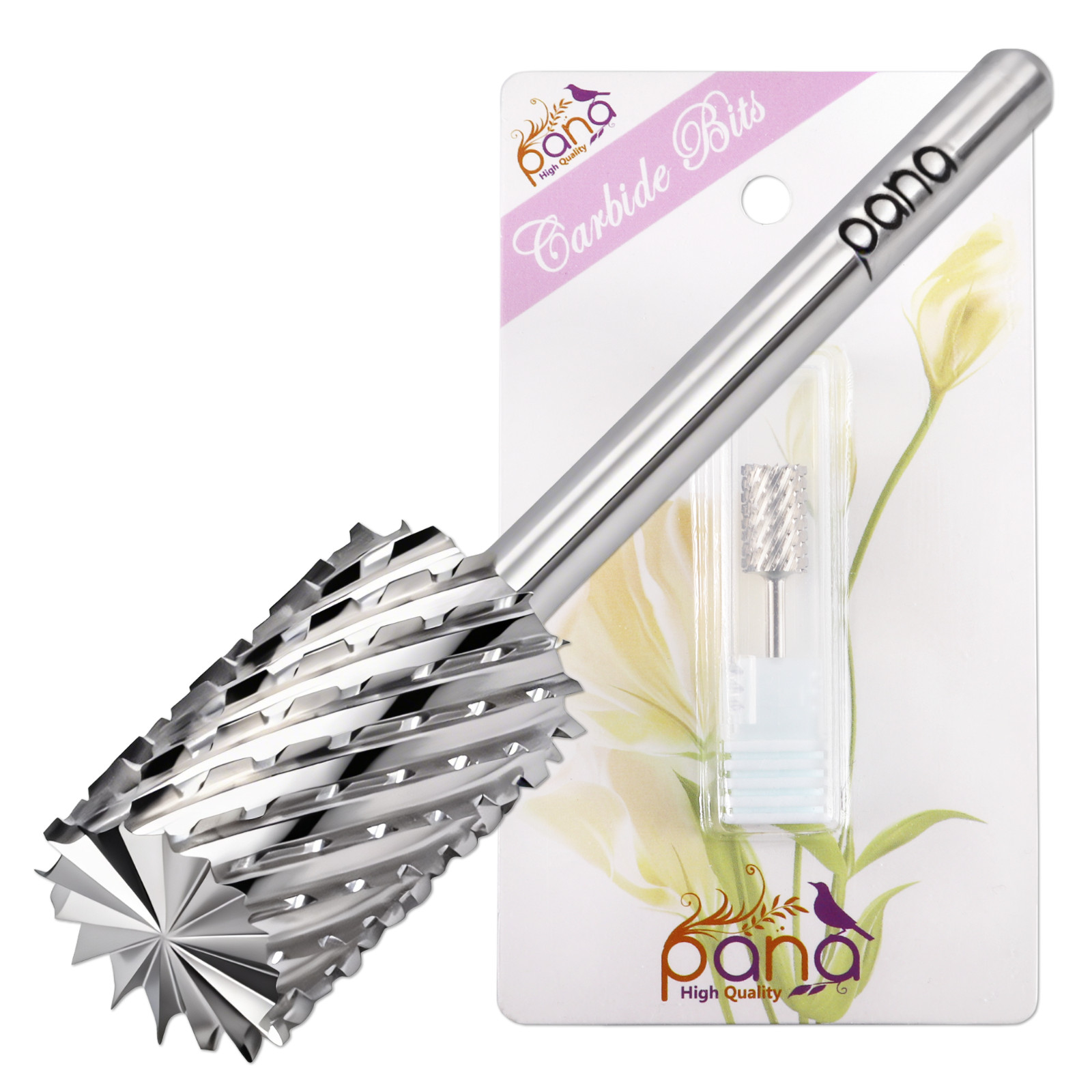 USA Professional 3/32" Big Pink & White Nail Drill Carbide Bit- (Silver, Coarse)