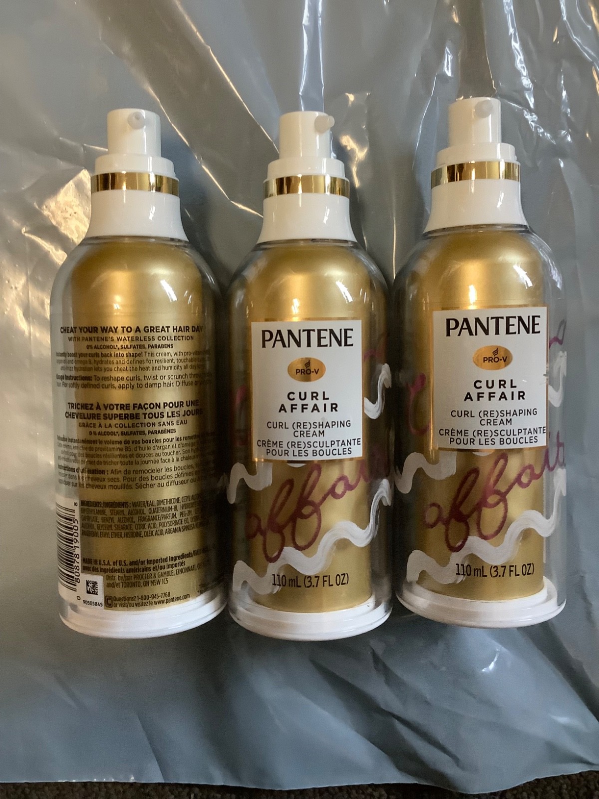 3*Pantene Curl Affair Curl Re-Shaping Cream 3.7oz Missing cap