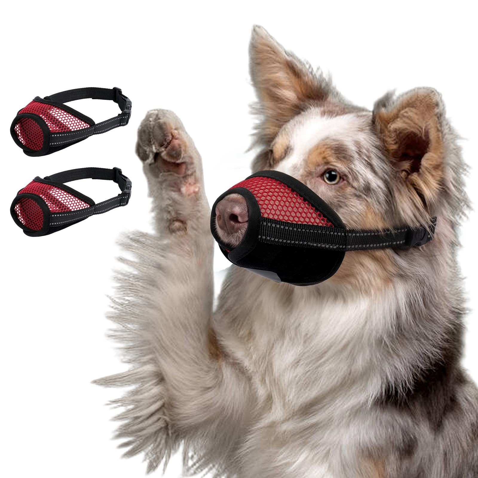 SeranPup 2pk Red Mesh Dog Muzzle Large