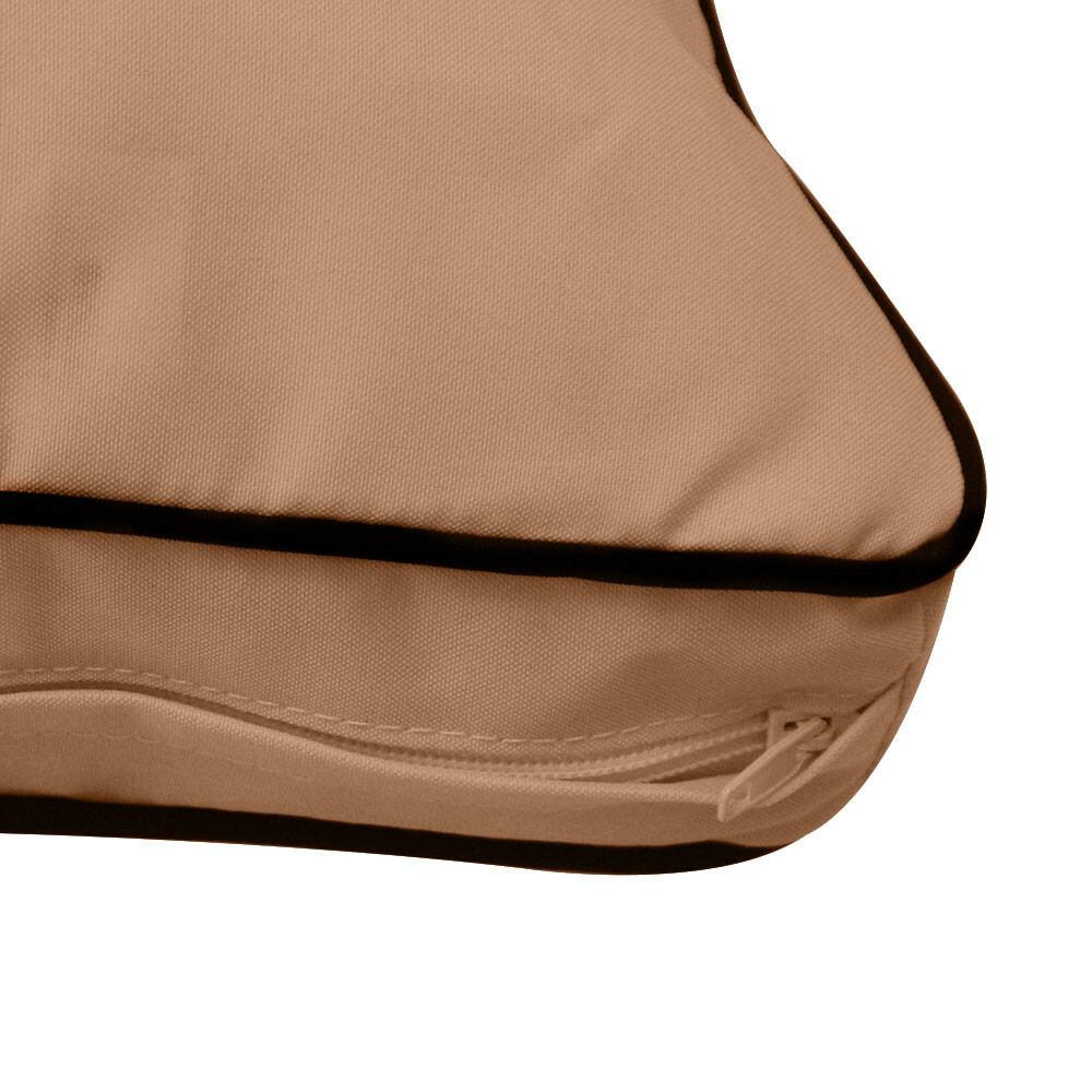 |SLIPCOVER ONLY| S1 Outdoor Bolster Back Pillow Covers Contrast Trim Twin AD104