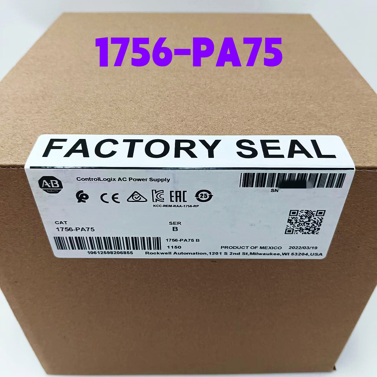 NEW AB 1756-PA75 SER B PLC ControlLogix AC Power Supply 1756PA75 USA