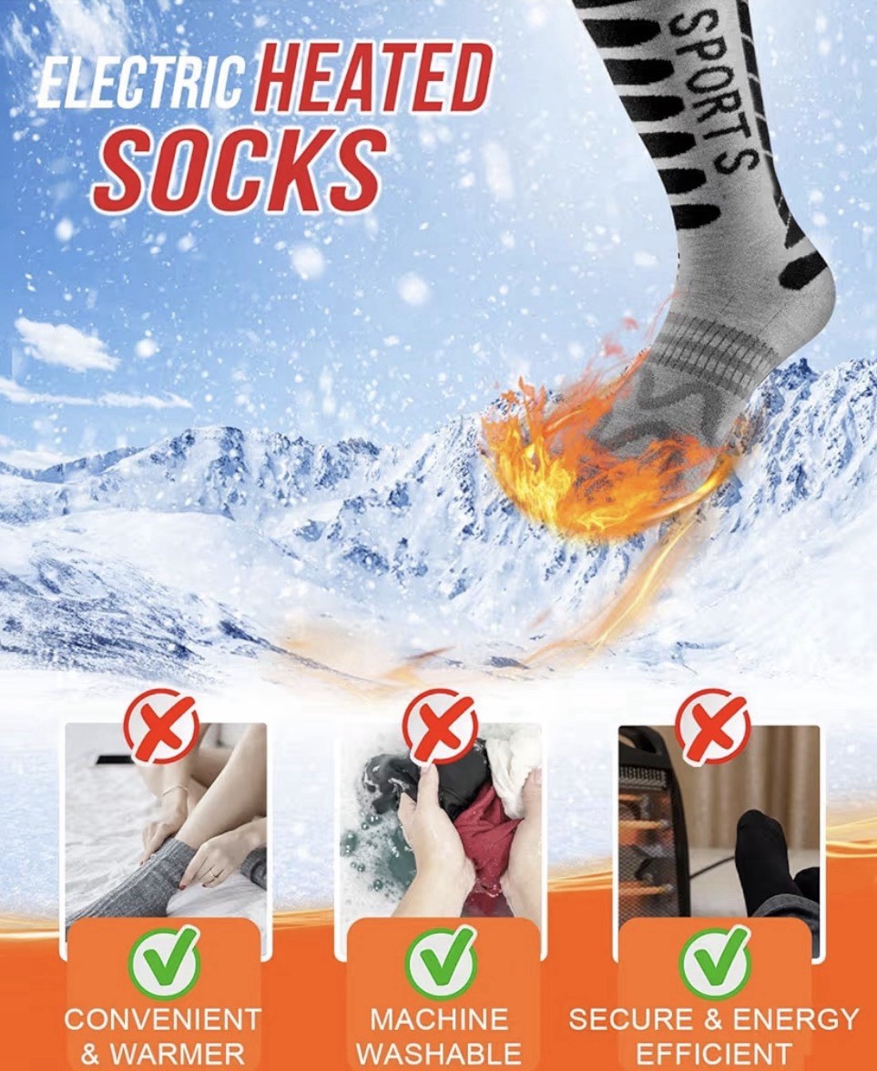 Heated Socks Unisex, APP Control, Instant Heating, 5V 5000mAh USB-C Recharge