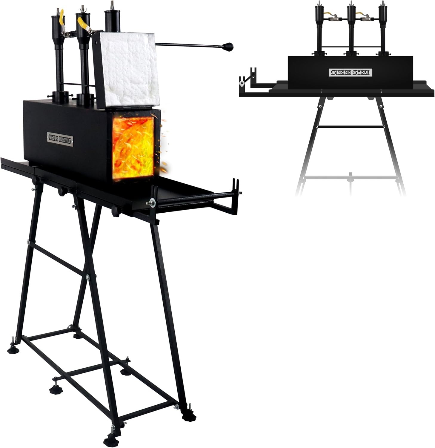 3 Burner Forge with Propane Forge Stand 24" X 12" Heavy-Duty Blacksmith Forge