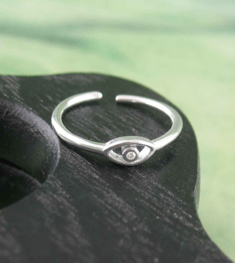 Evil Eye Toe Midi Pinky Above Knuckle Ring CZ Crystal Adjustable Protection wh88
