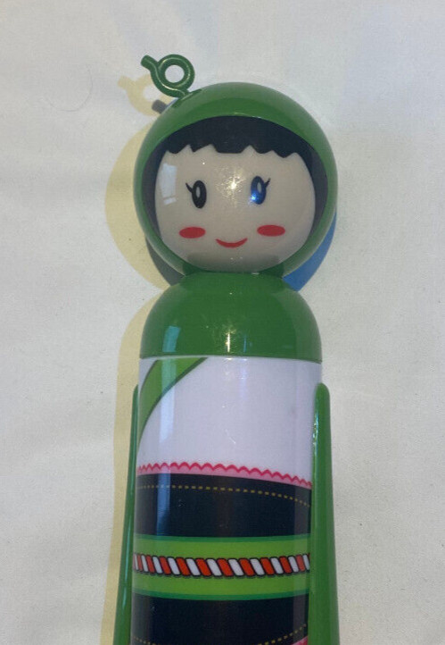 Green KOKESHI DOLL UMBRELLA Folding Hard Case Geisha Girl Japanese Lady Anime